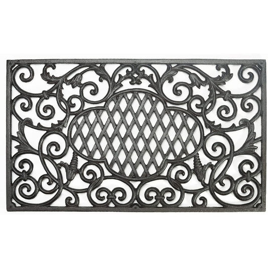 Sungmor heavy cast iron door mat, 61CM rectangular front door mat, non-slip outer mat shoe shiner, beautiful retro cloud and vine design decorate your home garden garden entrance mat