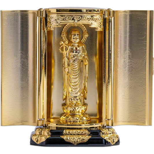 Buddha statue Jizo Bodhisattva with Zushi (gold plated/24K gold) _ "Guardian statue for praying for safe childbirth and raising children" Takaoka copperware (Jizou Bosatsu Z)