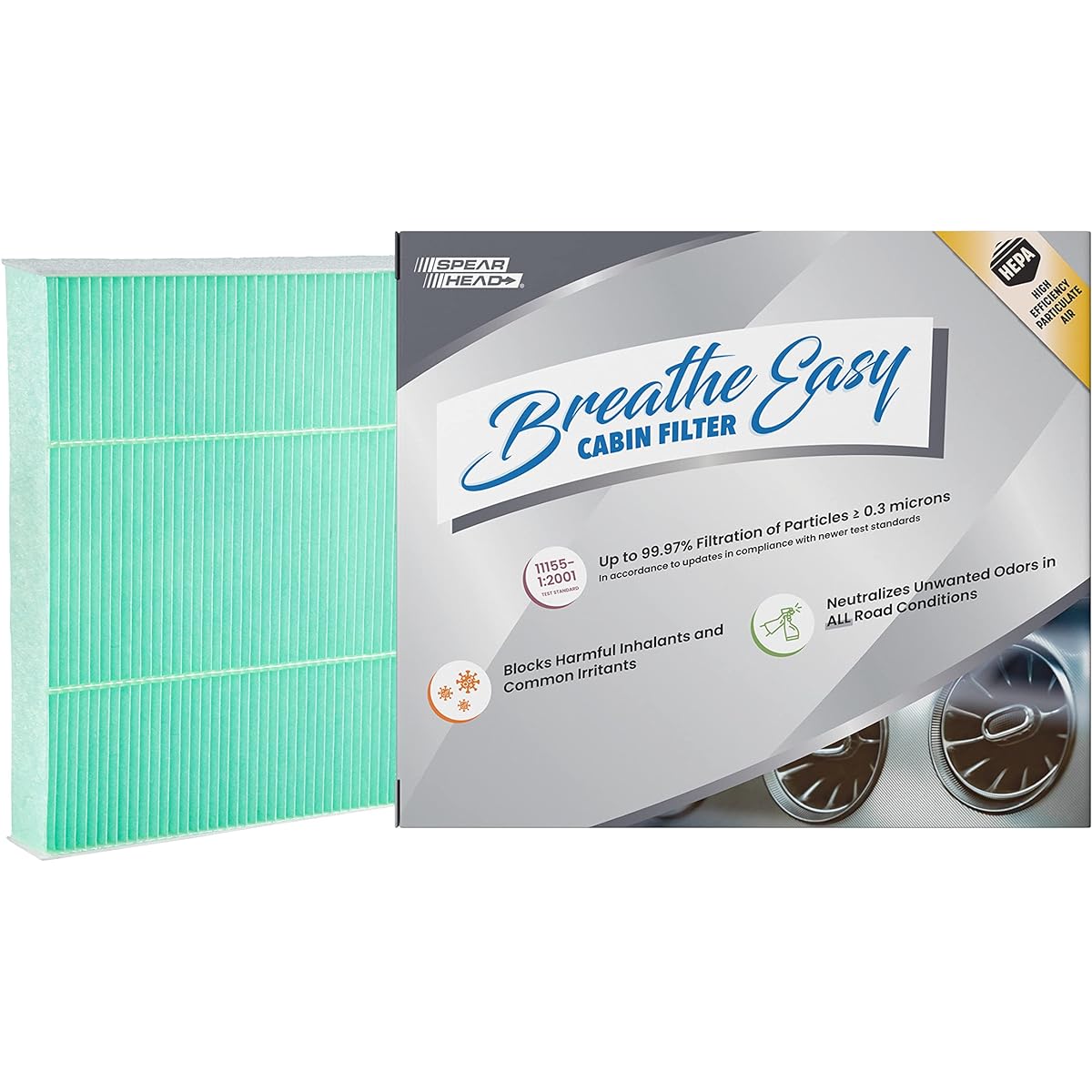 SpearHead HEPA Breeze Easy Cabin Filter Up to 99.97%filter 0.3 Micron particles No filtering air reduction (be-809H)