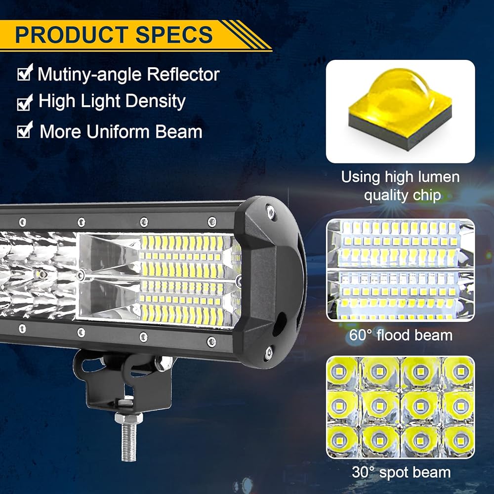 RIGIDON Work Light, LED Light Bar, For Cars, 39 Inches, 540 W, 12 V - 24 V, IP67 Waterproof, Wide Angle, Narrow Angle, Car Exterior Light, Front Light, Backlight, Off-Road, Light Tiger, Forklift, Compatible with Work Vehicles (Single Item)