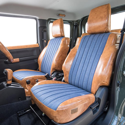 Grace Antique Denim Seat Cover JB64/JB74 Jimny/Jimny Sierra Only 1 Row (Front Seat Only) Denim x Camel S090A-AQDN1-CA