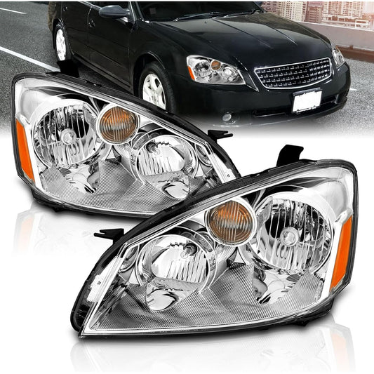American Crystal Chrome Halogen Replacement Headlight Set 2005-2006 ALTIMA passenger seat and driver's seat side