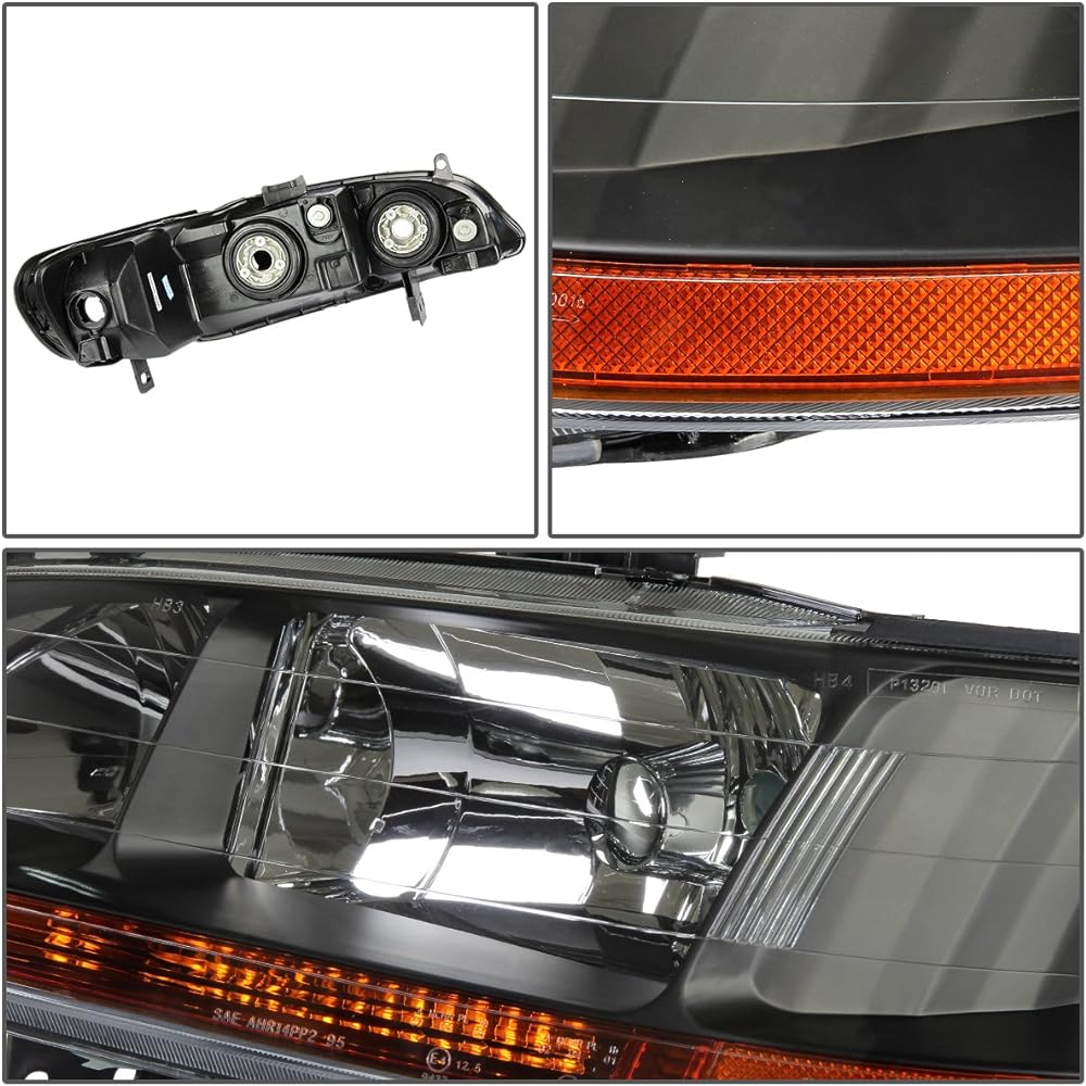 DNA Motoring Headlight 98-02 Honda Accord Black/Amber HL-OH-HA98-BK-AB compatible