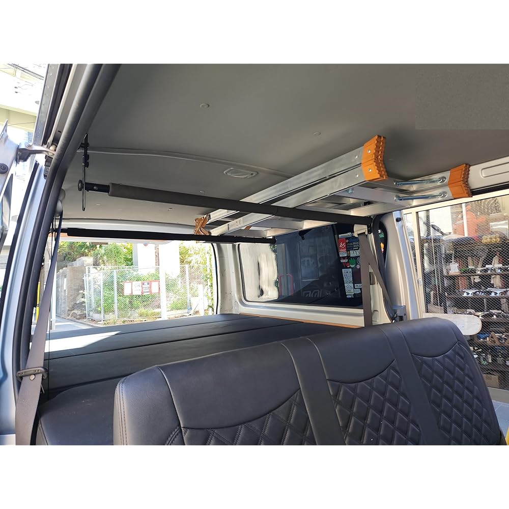 200 Series Hiace DX Car Carrier Set of 2 with Extension Stay and Pad 0301 No drilling required Easy to put on and take off Fishing Rod Ski Snowboard Stepladder Cleaning Tools Storage Rod Holder Rack Luggage Room Car Interior Car Custom Interior Bar