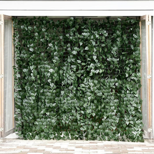 [Yamazen] Leaf Lattice, Approximately 100 x 200cm, Soft Net Type, Double Leaf, Blindfold, Decoration, Fake Veranda, Terrace, Green Fence, Green Curtain, Sunlight, Easy Installation, Sunshade, Forest Green, LLSW-12C(FG)
