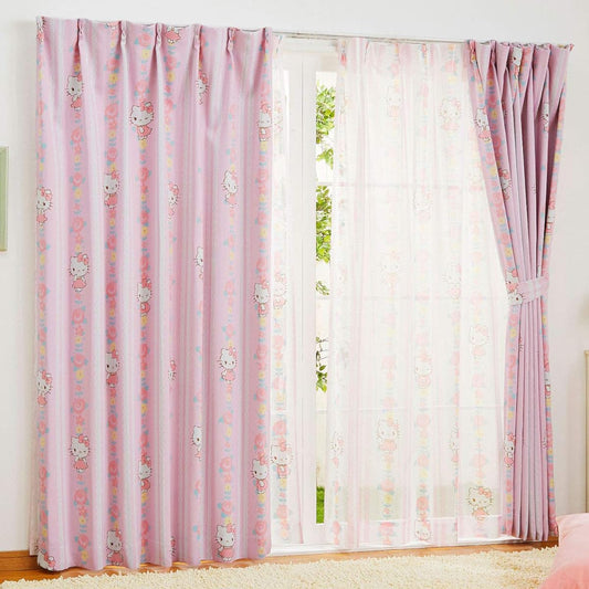 Sanrio Kitty Grade 2 Blackout Heat Shielding Blackout Curtains Set of 2 Width 100 x 178cm Length SB-521-S