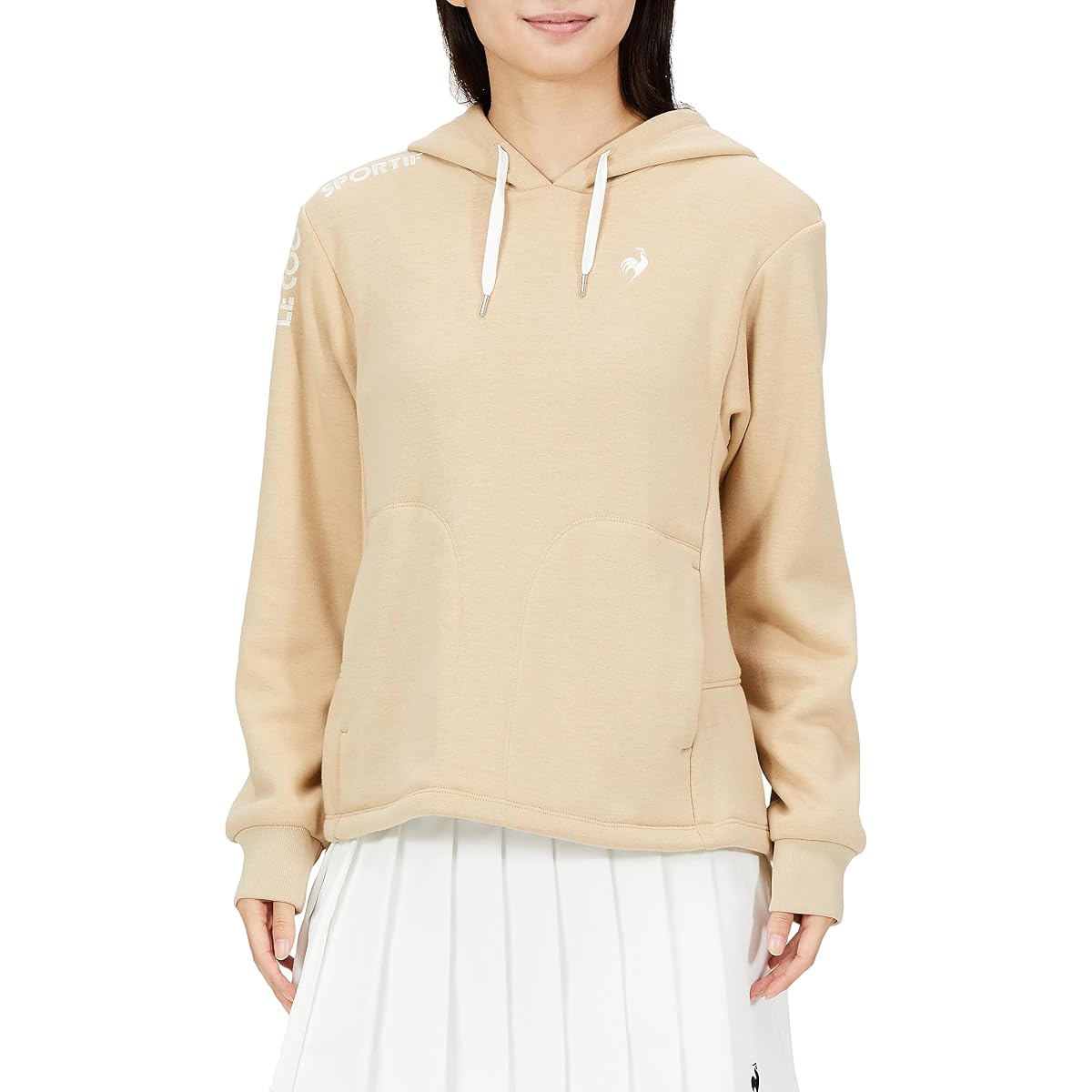 [Le Coq Sportif] Cut and sewn late color, brushed lining, heat retention, stretch, short front length, loose, cute, golf QGWWJL54 Women's