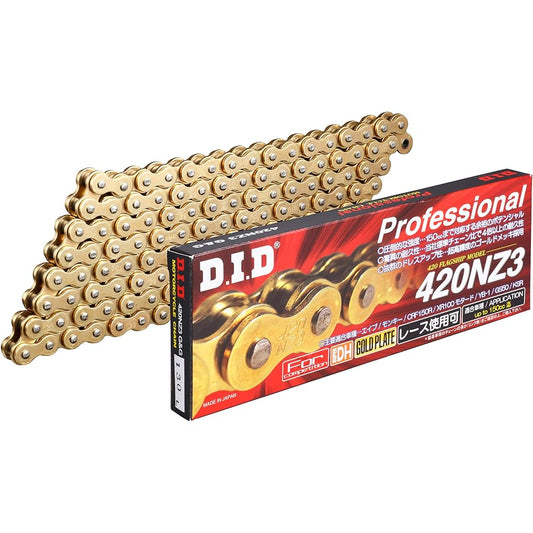 D.I.D Motorcycle Chain with Clip Joint 420NZ3-100RB G&G (Gold) SDH Pin Processing for Two Wheels Motorcycle