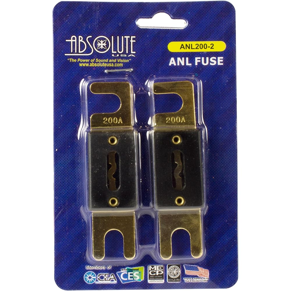 Absolute Absoluute ANL200-2, 2 Pack ANL Fuses 200 Amp Gold Plated