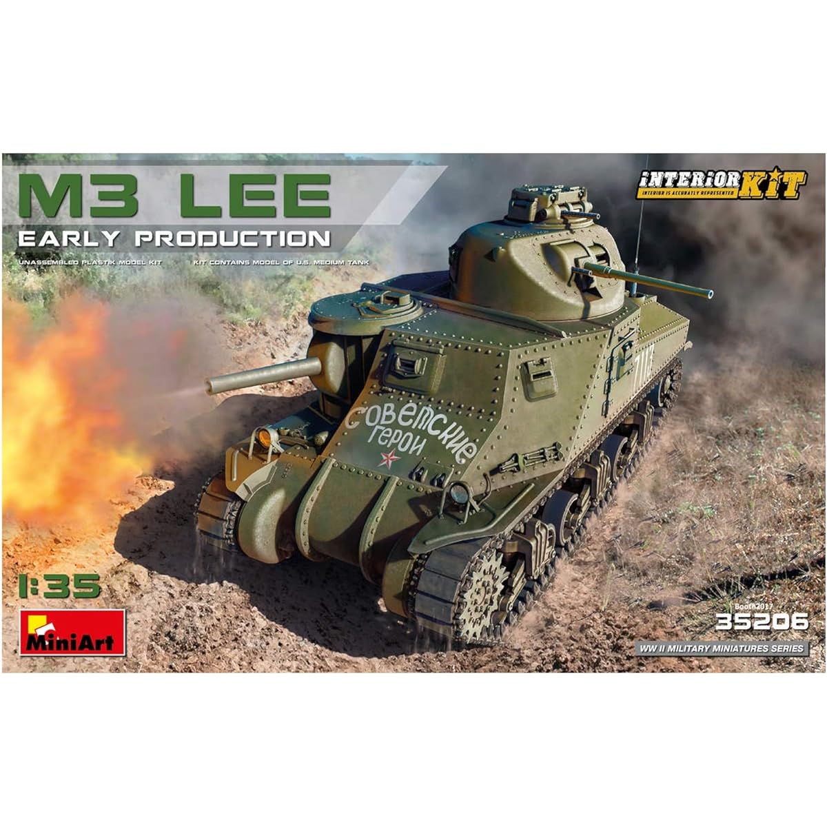 Miniart 1/35 US Army M3 Lee Early Type Full Interior (Internal Reproduction) Plastic Model MA35206