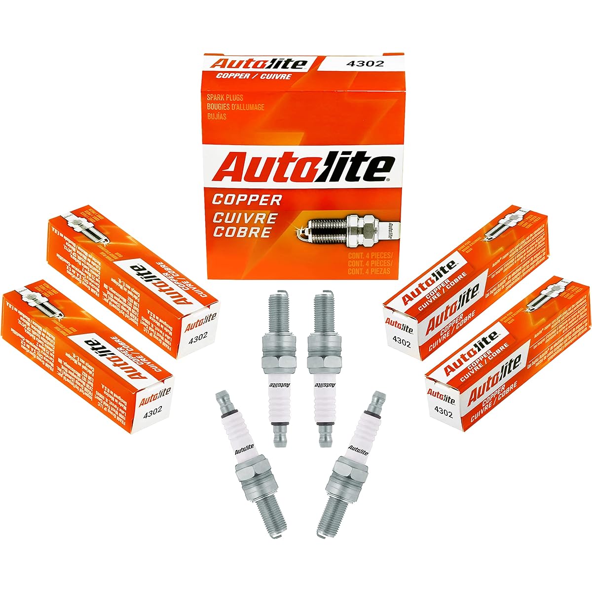 Autolite 4302 - 4pk Copper Wiring Spark Plug, 4 Pack