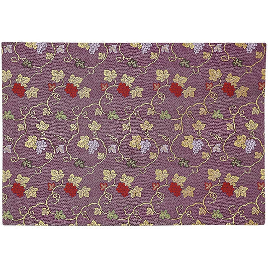 Naamu Kuma-chan Workshop Grape Pattern Desk Hanging Gold Brocade Rug Flame Retardant Treatment for 2 Shaku 2 Sun Size 40cm x 57cm (No. 22, 001. Purple)