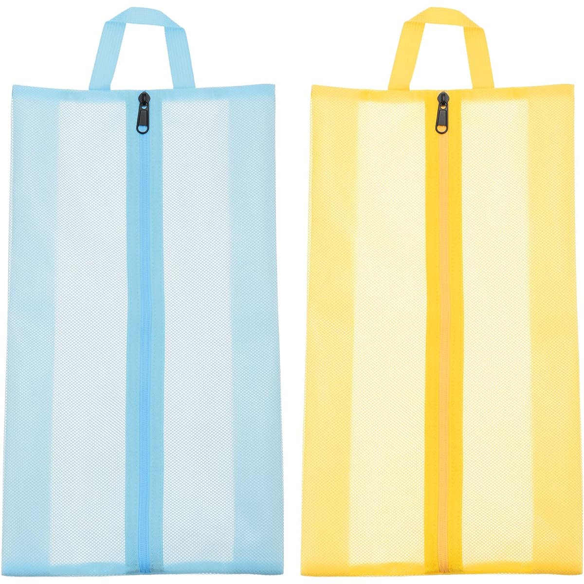 PATIKIL 2 Pieces Waterproof Shoe Bag Travel Shoe Organizer Bag Portable Shoe Pouch with Zipper for Outdoor Travel Blue Yellow