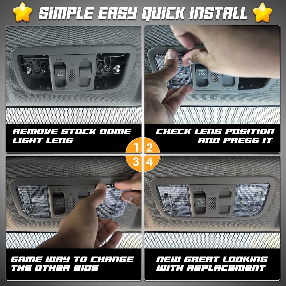 HERCOO Interior Dome Light Cover Roof Light Lens 34401-SDA-A21 34402-SDA-A21 Right Honda Accord Hybrid Civic Element Odyssey Pilessey Pilessey Rhehle Only Sunroof