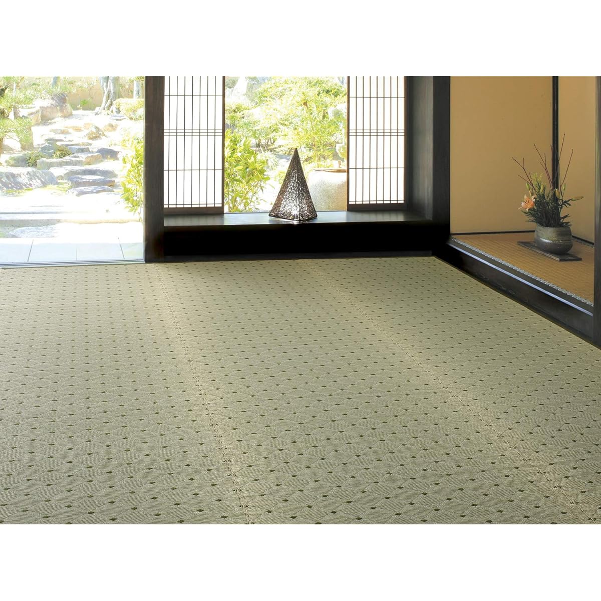 Hagiwara Igusa Green Edo Room 6 tatami (approx. 261X352cm) Igusa Domestic Pattern Overlay Flower Mat Carpet "Diamond" 81606460