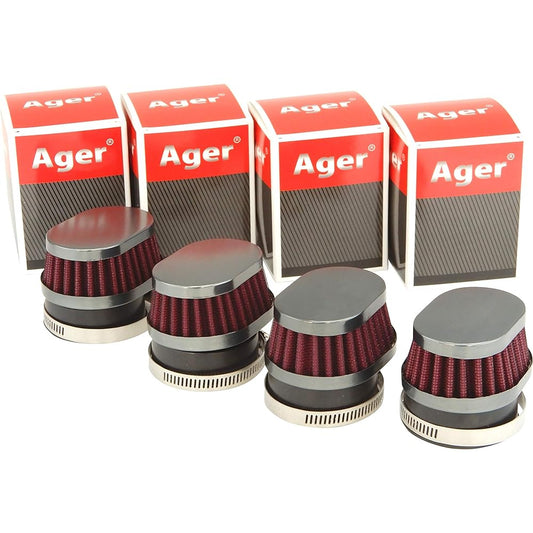 Ager Oval Power Filter Short Gun Meta x Red 48mm 4pcs