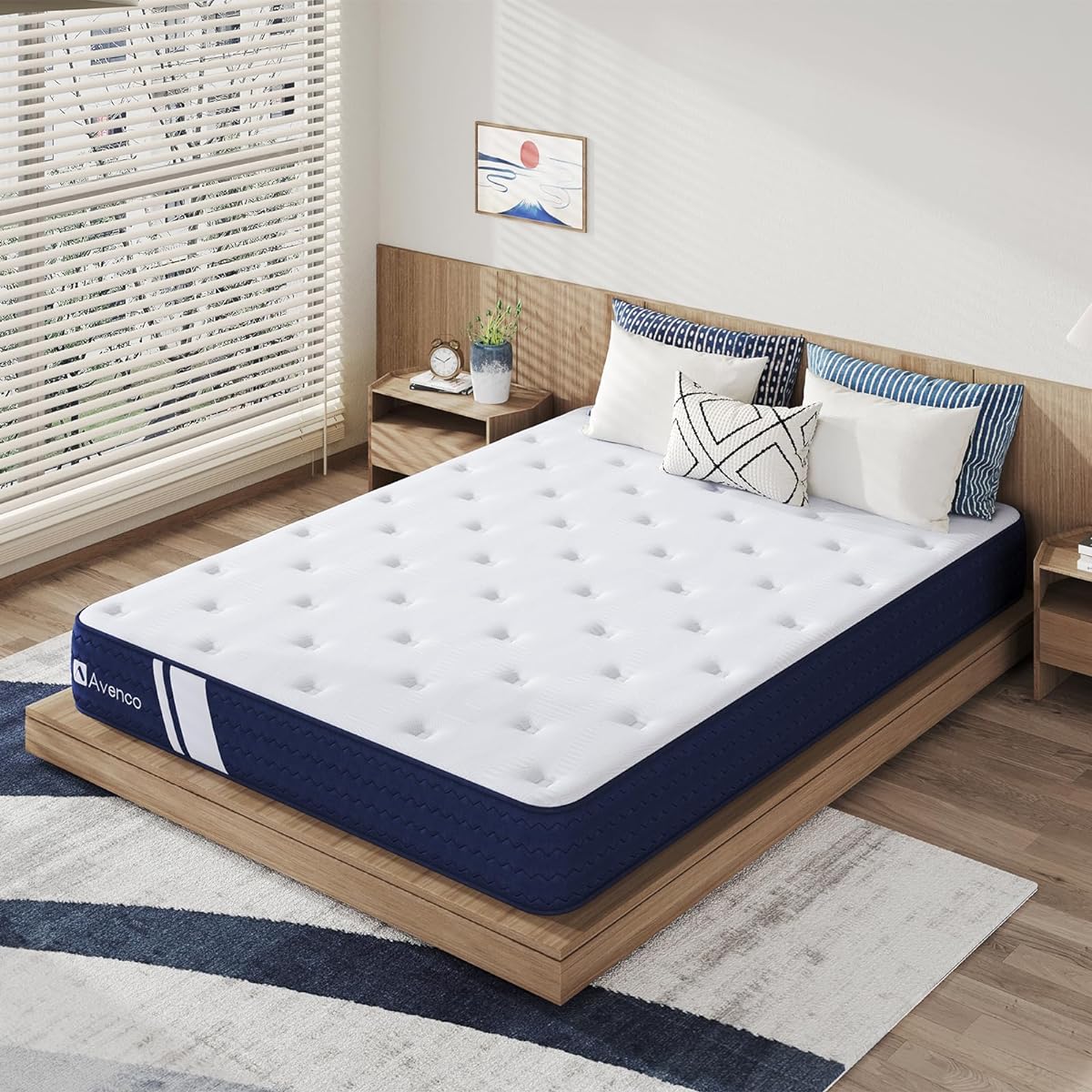 Avenco Mattress Semi-double Thickness 20cm Hard Pocket Coil Mattress High Repulsion 522 Coils Wire Width 2.2mm Gel Memory Foam Semi-double Mattress Body Pressure Dispersion Highly Breathable Bed Mattress Parallel Layout Spring Mattress Quiet Vibration Ab