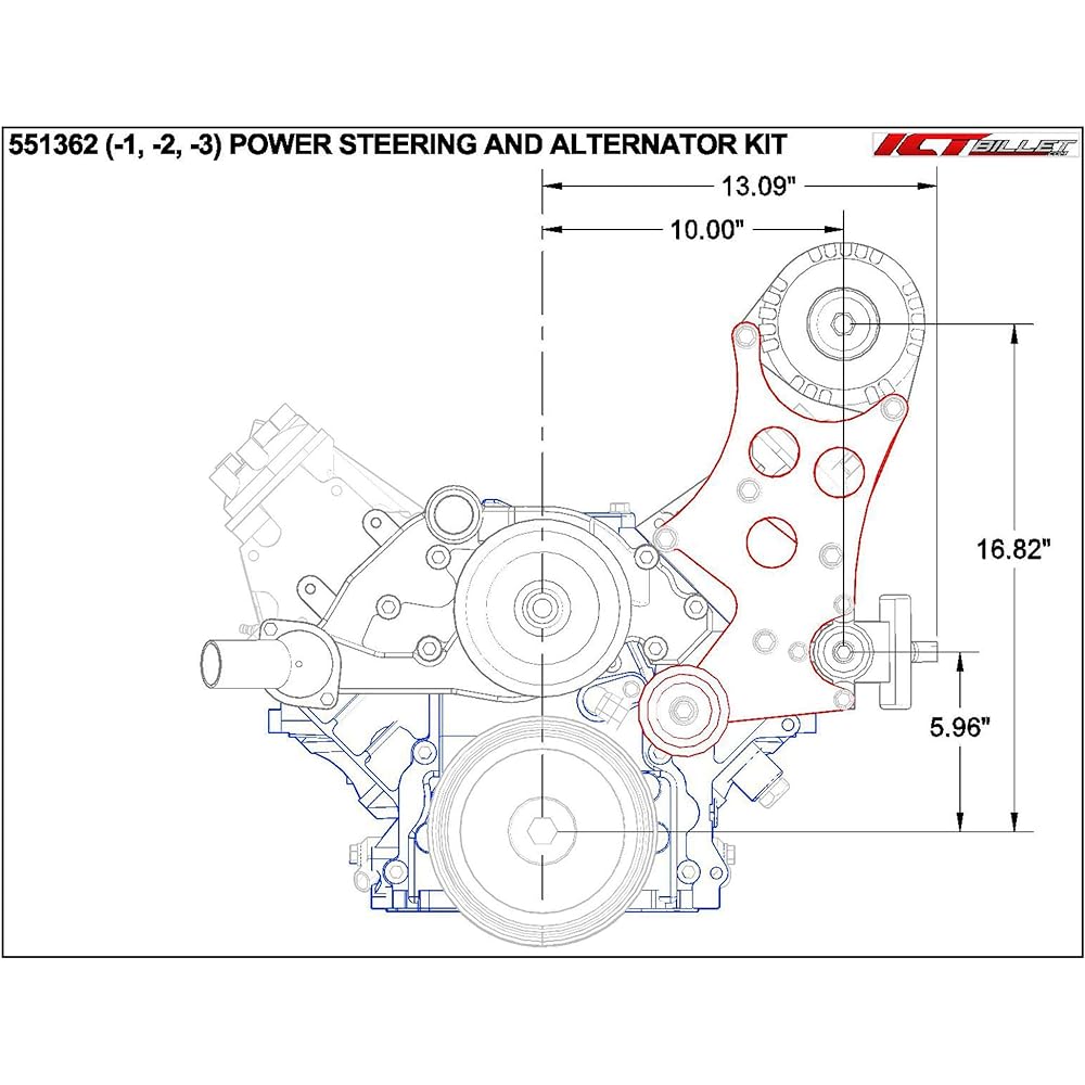 ICT Billet High Mount LS Alternator & Power Steering Pump Bracket Accessories Kit LQ4 LQ9 Track LSX 551362-3