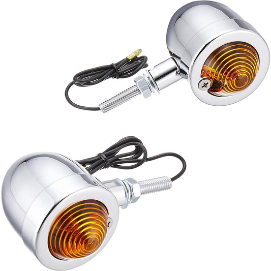 Kijima Motorcycle Bike Parts Turn Signal Lamp Vanette Small Plated Body/Amber Lens Single Set of 2 219-1016