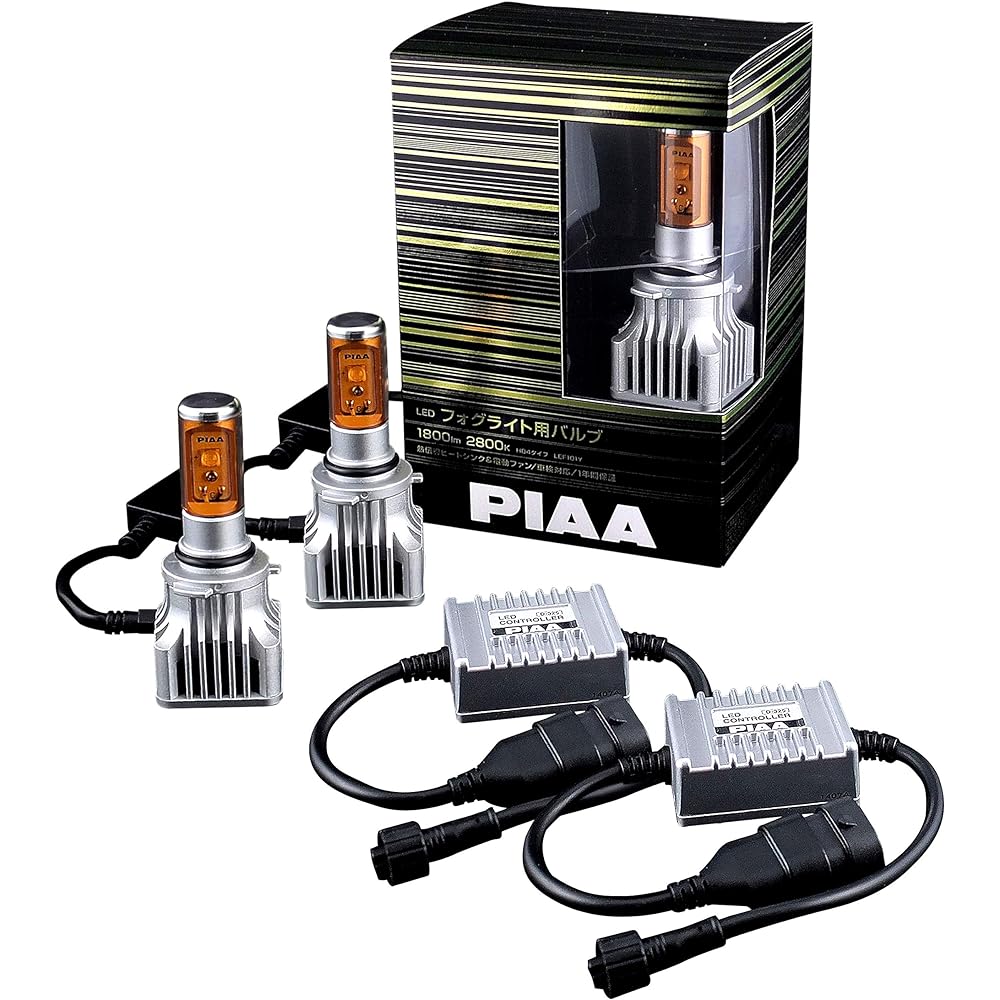 PIAA LED bulb for fog lights HB4 2800K 1800lm Compatible with vehicle inspection_Made in Japan 2 pieces 12V/16W Built-in constant current circuit Reliable manufacturer's warranty 1 year LEF101Y