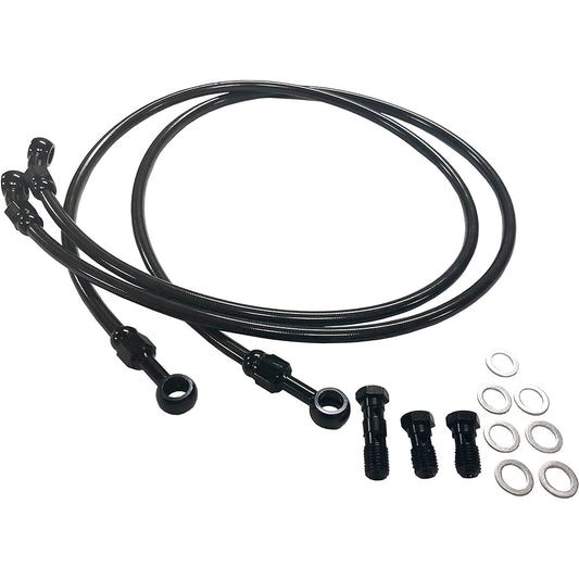ALCANHANDS Black Mesh Brake Hose Set Zephyr 400 / Zephyr 400χ 5cm Long MS001B05