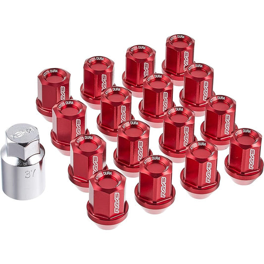 [RAYS] Duralumin Lock & Nut Set for L32 4H M12X1.5 Red Anodized 74020001113RD