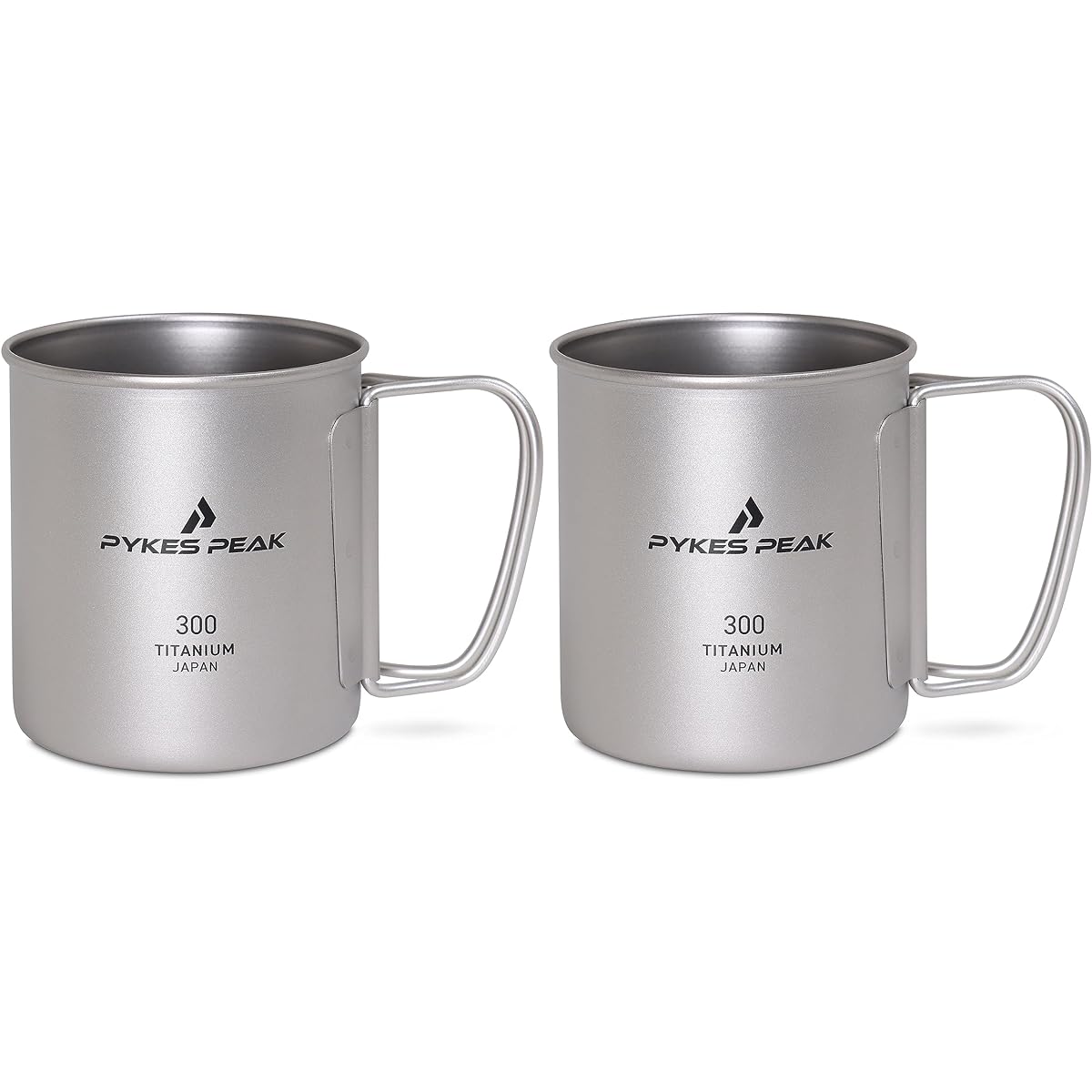 PYKES PEAK Titanium Mug Made in Japan Made in Japan Made in Tsubame-Sanjo Titanium Mug that can be used over an open fire Camping Outdoors Titanium Mug Kiwami 300 from Tsubame-Sanjo that can also be used on an open fire Set of 2