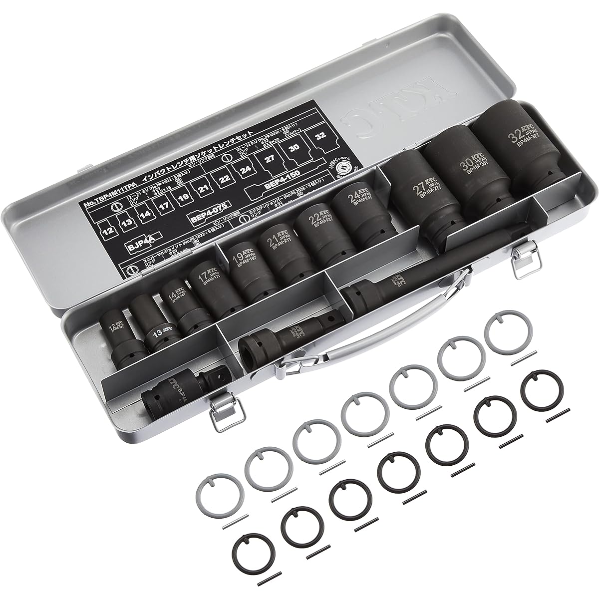 Kyoto Machinery Tools (KTC) 14-piece 12.7SQ impact wrench socket wrench set semi-deep thin wall TBP4M11TPA