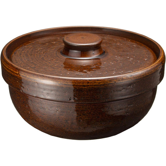 Hase Seito Hasenen Roast Earthenware pot for 2-4 people Approx. 24cm Approx. 1800ml Can be directly fired Can be fired in the open Recipe Comes with wire mesh Brown American glaze Brown Iga ware Made in Japan ACK-87