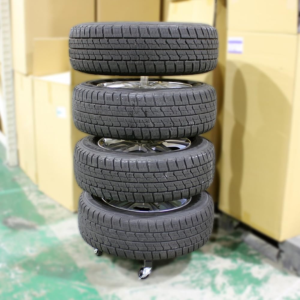 Meltec tire rack, assembly type, tire width up to 215/diameter 690mm, with casters and tire cover, body size 465(W) x 1060(H) x 465(D)mm Meltec TR-4