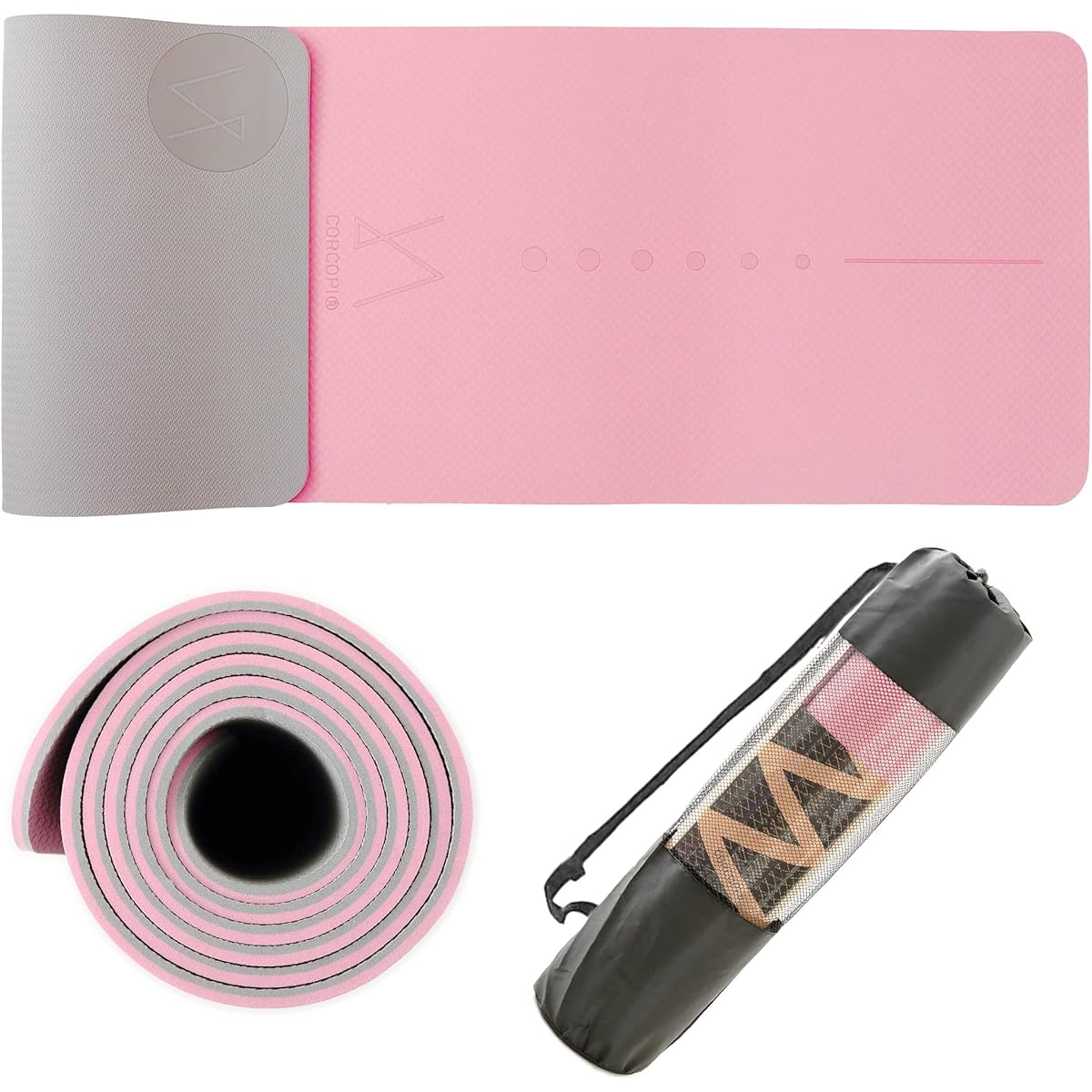 CORCOPI Yoga Mat 6mm TPE Yoga Mat Bag Included Yoga Mat Band Strap Free Lesson Video Bonus Training Mat Exercise Mat