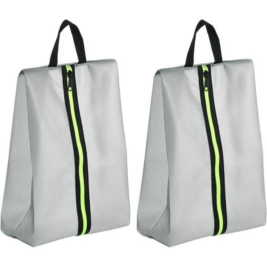 PATIKIL Waterproof Shoe Bag 2 Pieces Shoe Organizer Bag Portable Shoe Pouch with Zipper for Outdoor Travel Gray