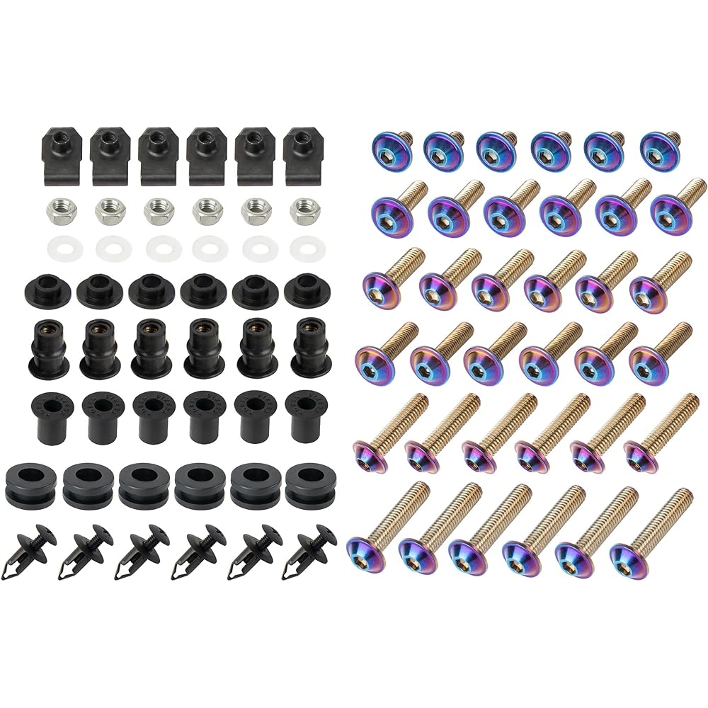 SPORT FAIRING Motorcycle Fairing Bolt Fastener Fairing Bolt Kit Nut Clip Kit Screw Compatible with Honda Yamaha Kawasaki Suzuki - Gold