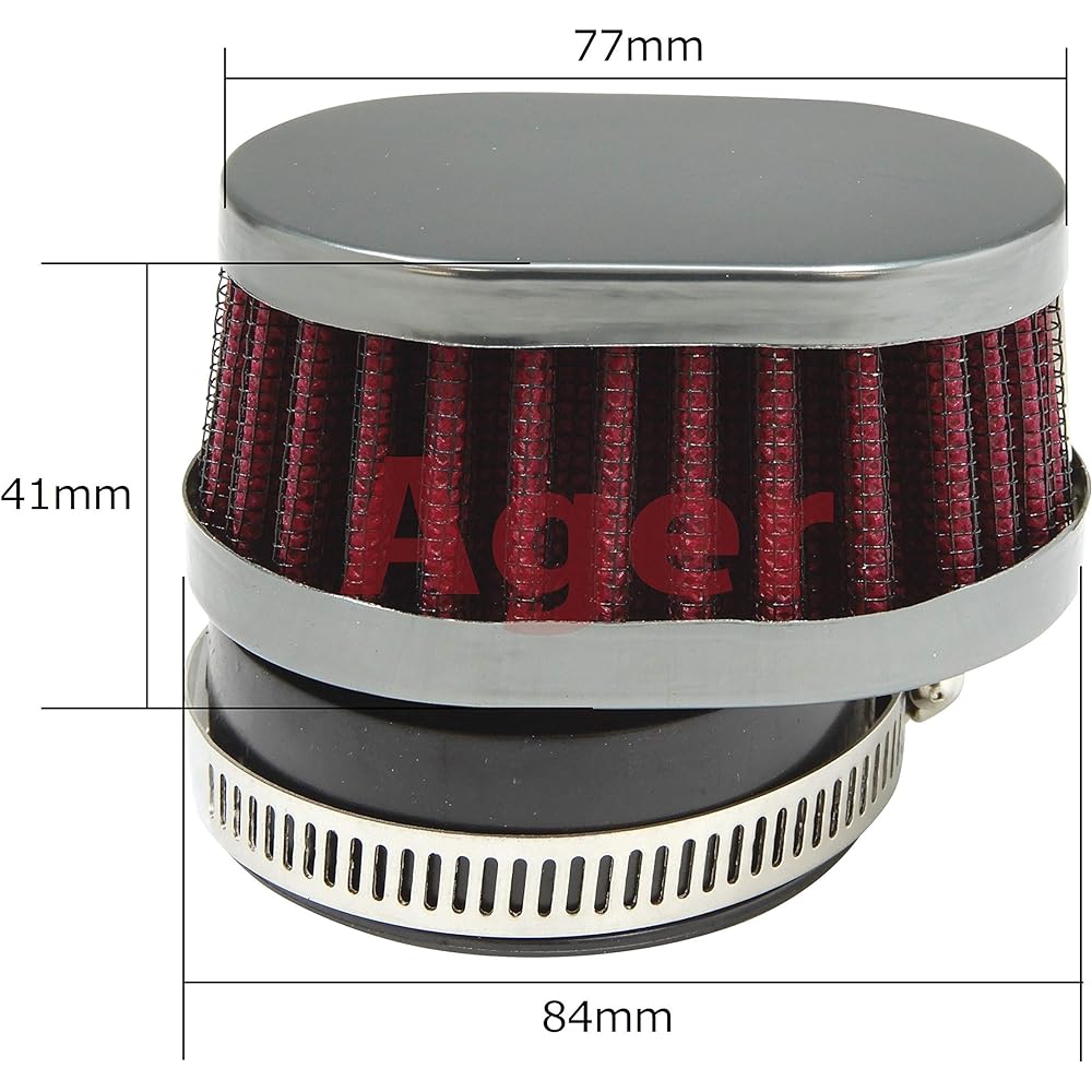 Ager Oval Power Filter Short Gun Meta x Red 48mm 4pcs