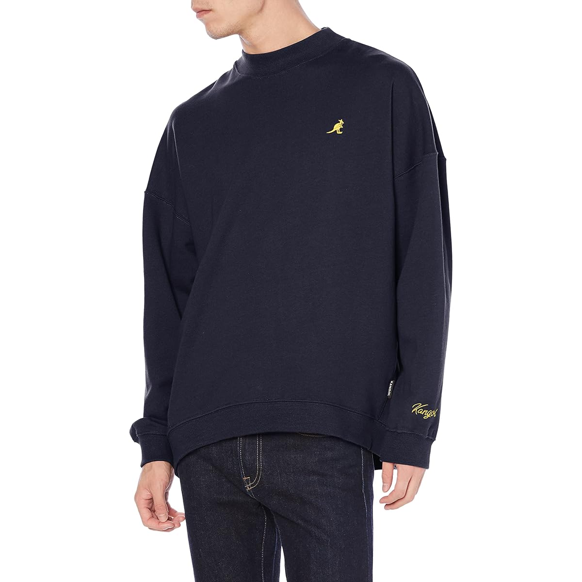 [Kangol] T-shirt, sweatshirt, sweatshirt, fleece, one point embroidery, big silhouette, mock neck, turtleneck