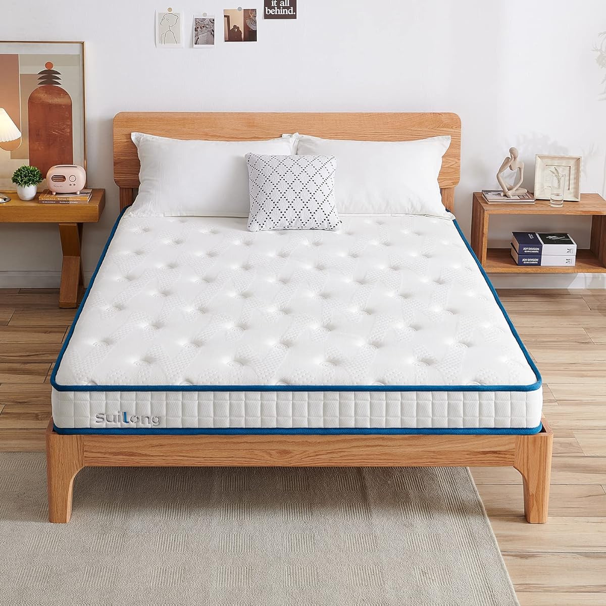 SuiLong Mattress Double High Resilience Mattress Extra Thick 25cm Pocket Coil Bed Mattress High Density Coil Parallel Arrangement Body Pressure Dispersion High Durability Breathable Dust Mite Resistant Sleeping Position Memory Easy to Turn Over Memory Fo