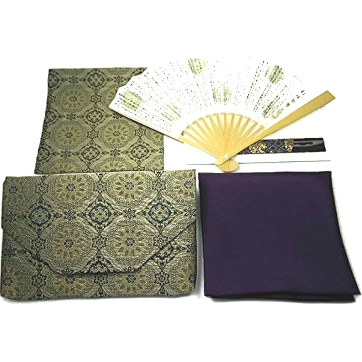 Tea ceremony introductory set, 6 items (for men), made by Nakagawa Masashichi Shoten (zipper accessory case, old fukusa), tea ceremony introductory set, tea utensils