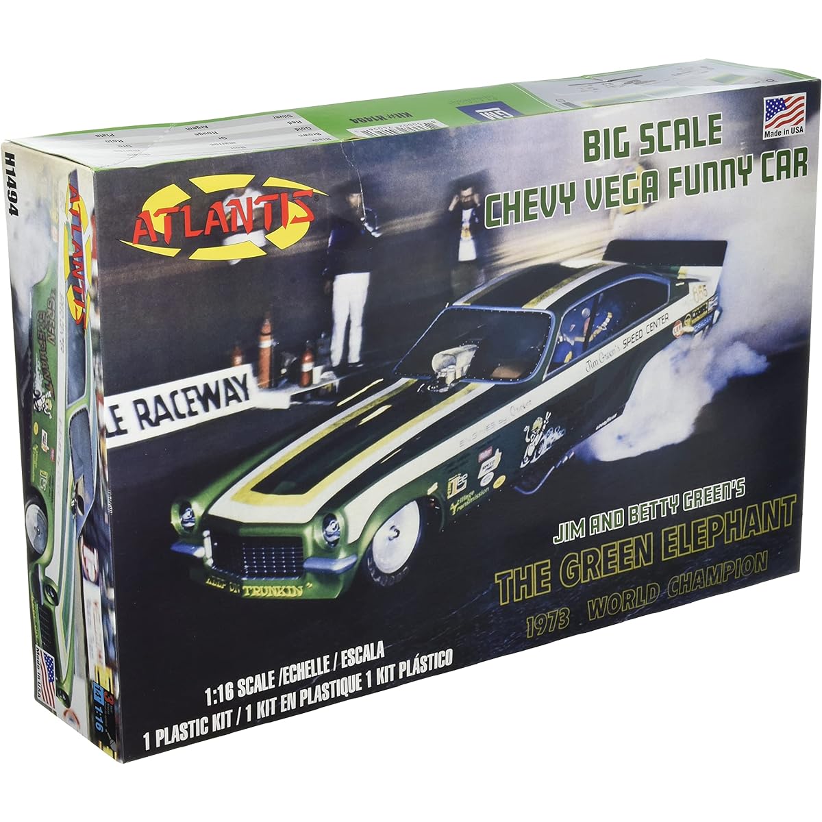 Atlantis Model 1/16 Green Elephant Vega Funny Car Plastic Model ATLAMCH1494