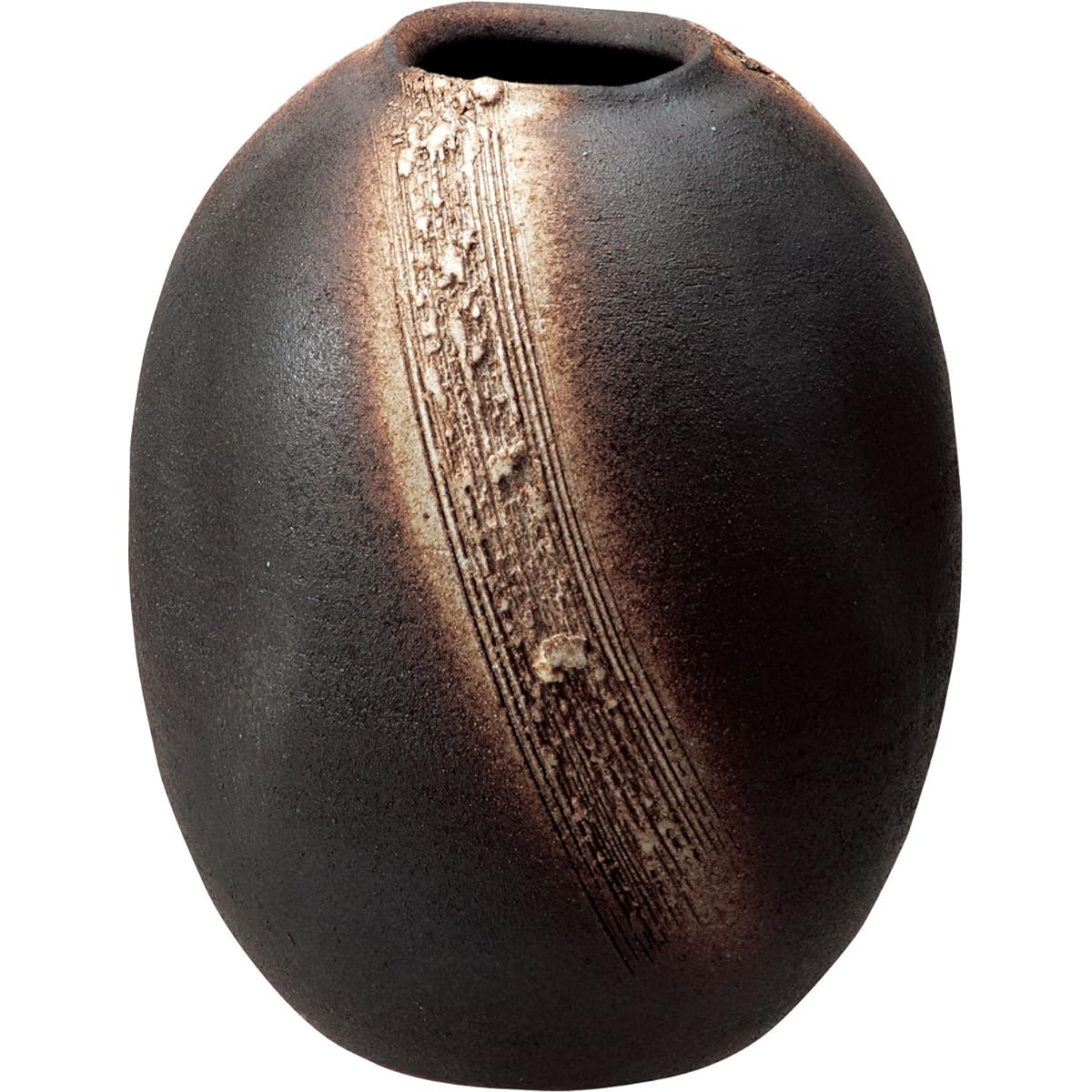 Shigaraki ware vase, tea kiln irregular comb vase, width 19 x diameter 19 x height 25 cm 510-05