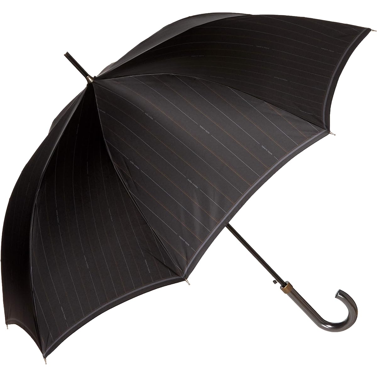 [Moonbat] Men's Long Umbrella Mila Schon Twill Print Striped Men's Umbrella Windproof Umbrella Long Umbrella Jump Umbrella Men's Black Rib Length: Approx. 65cm