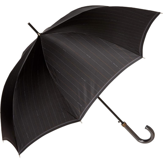 [Moonbat] Men's Long Umbrella Mila Schon Twill Print Striped Men's Umbrella Windproof Umbrella Long Umbrella Jump Umbrella Men's Black Rib Length: Approx. 65cm
