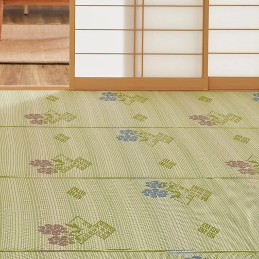 Hagiwara PP pattern overlay Green 58 rooms 6 tatami "#110" Igusa style pattern overlay Flower mat washable Made in Japan Approx. 264 x 352 cm