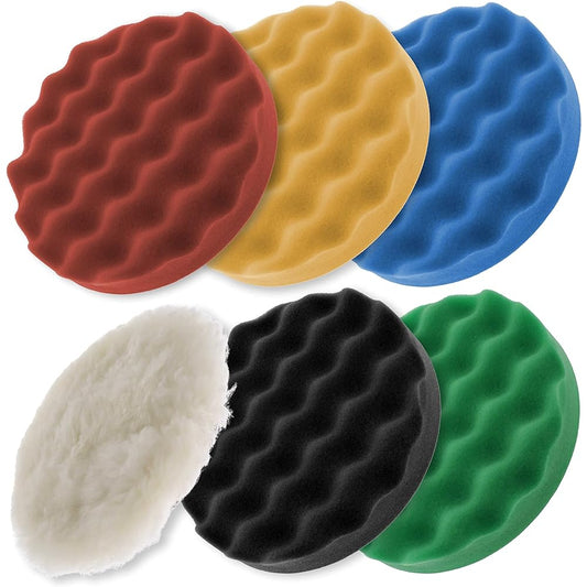 6.7 "6-Pad waffle FOAM & wool polishing grip pad set