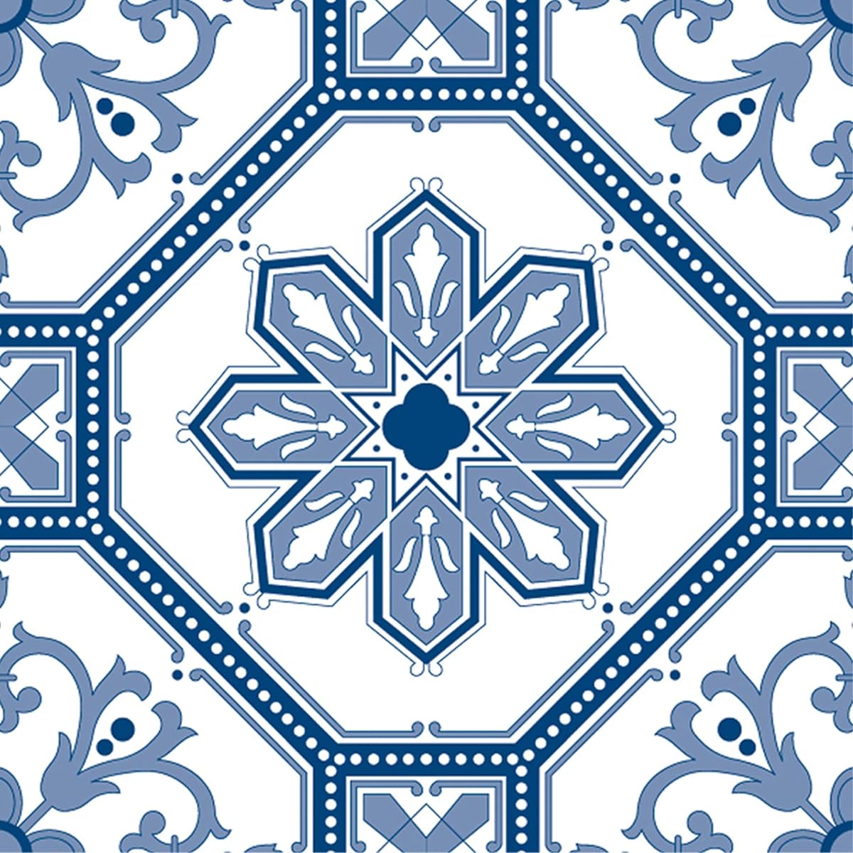 Poromoro Portuguese Spanish Azulejo Tile Stickers Peel and Stick Kitchen & Bathroom Mosaic Tile Stickers Set of 16 (11.9,29)