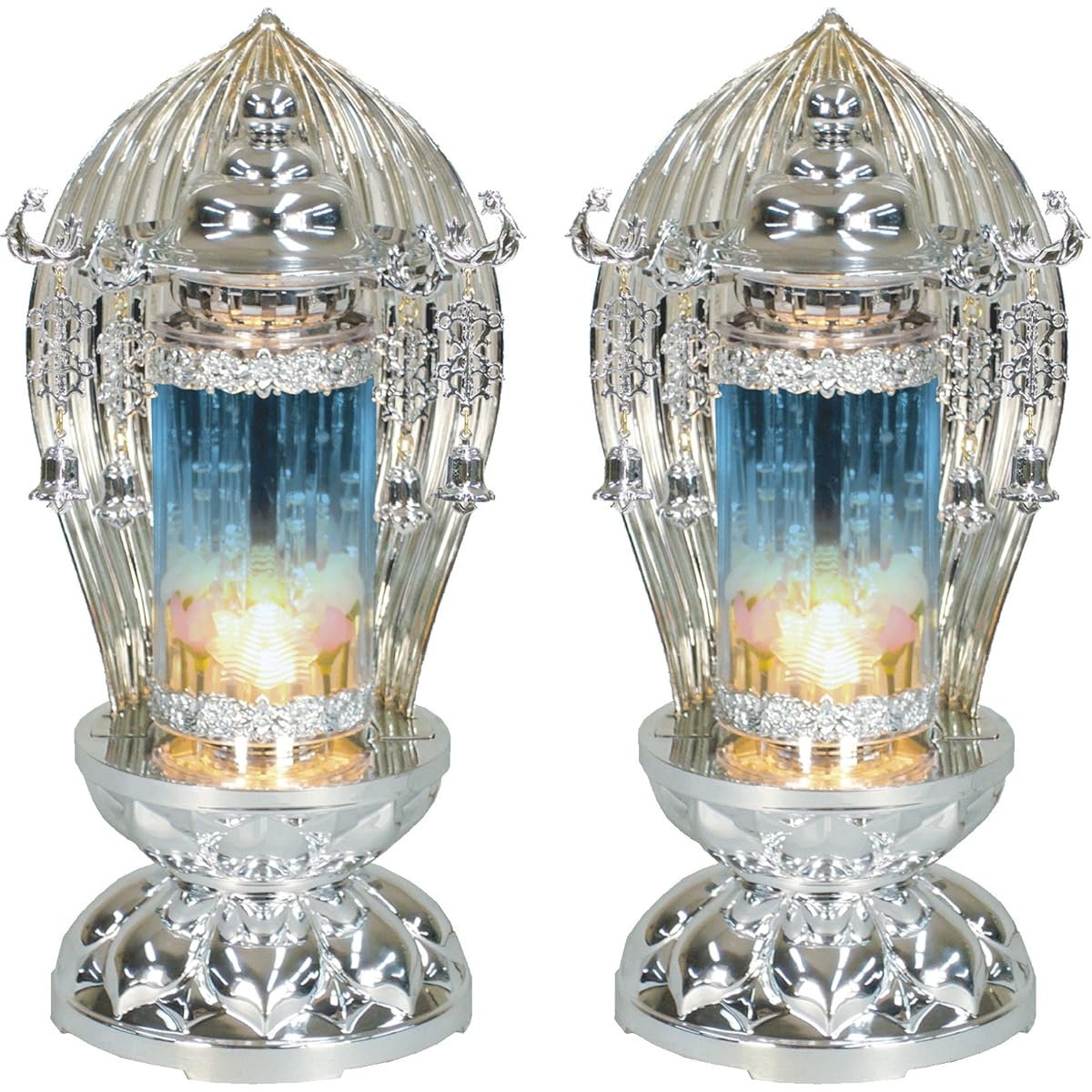 Memorial Light Padma Water Bubbles Blue Platinum 1132106 Set of 2