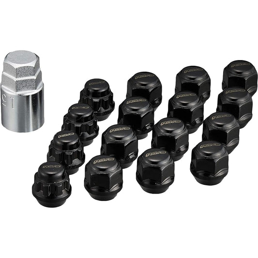 [RAYS] 19HEX lock & nut set short type for 4 holes M12 x 1.5 BK (black) 22mm 74082000004BK