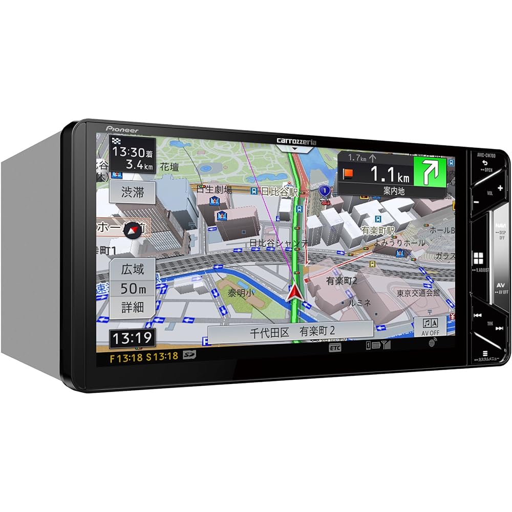 Pioneer Car Navigation AVIC-CW700 7 Inch 200mm Wide Cyber Navigation Free Map Update Full Seg DVD CD Bluetooth SD USB Hi-Res Carrozzeria