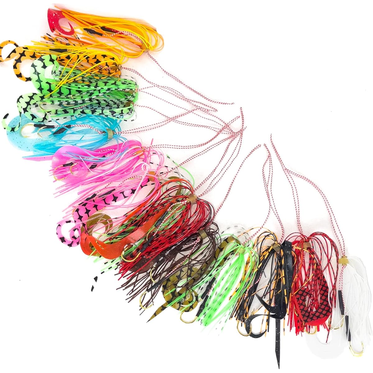 BAKSTORM Thai Mule Tie Hook with 2 Skirt Replacement Sea Bream Lava Needle Spiral PE Durable Fishing Tackle Bakst Fishing Tackle Fishhook Lure Set of 14 Colors