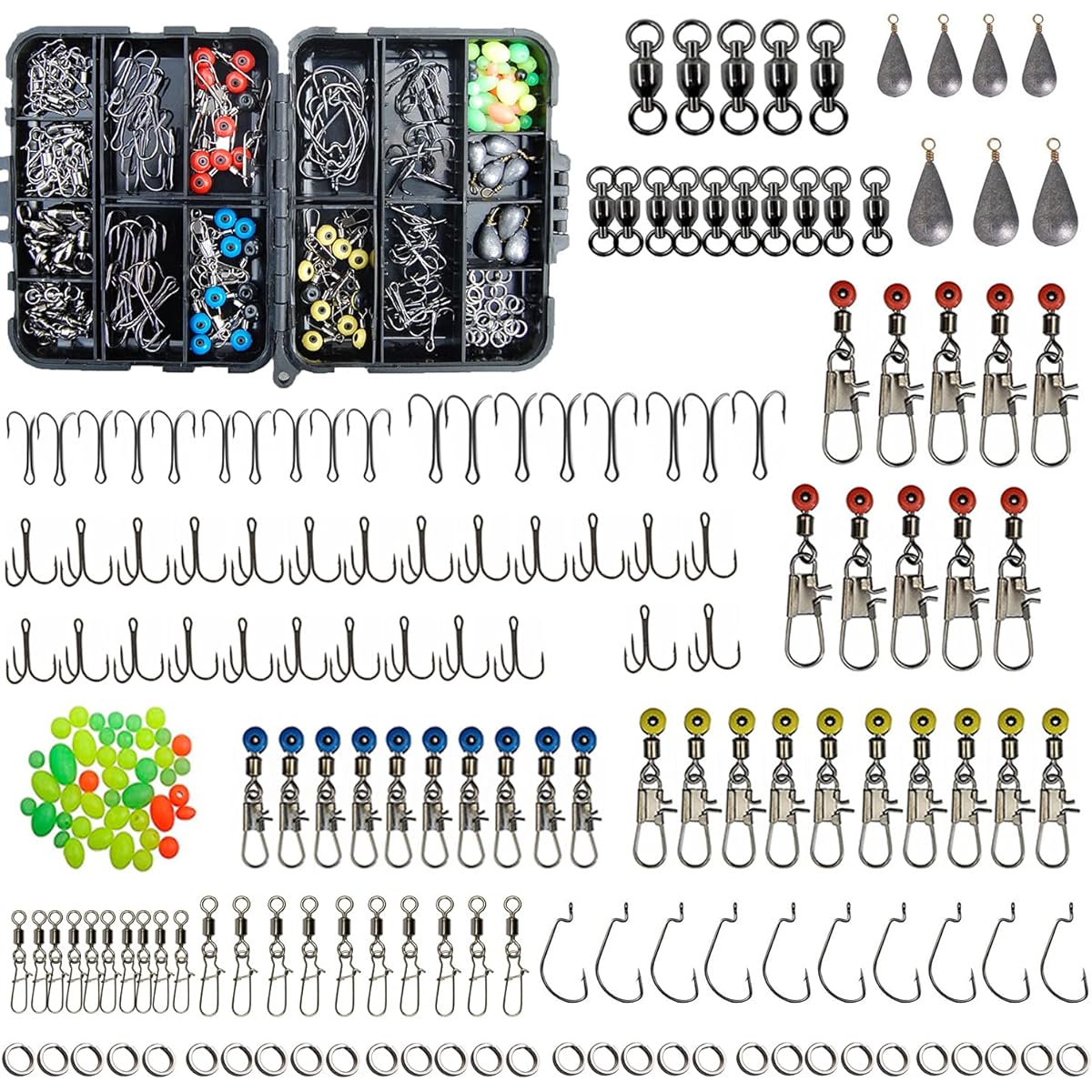 SHADDOCK Fishing Accessory Set, Make Your Own Fishing Tackle, 190 Fishing Set, Includes 9 Types of Fishing Tackle, including Salkan, Waterproof Fishing Case Included