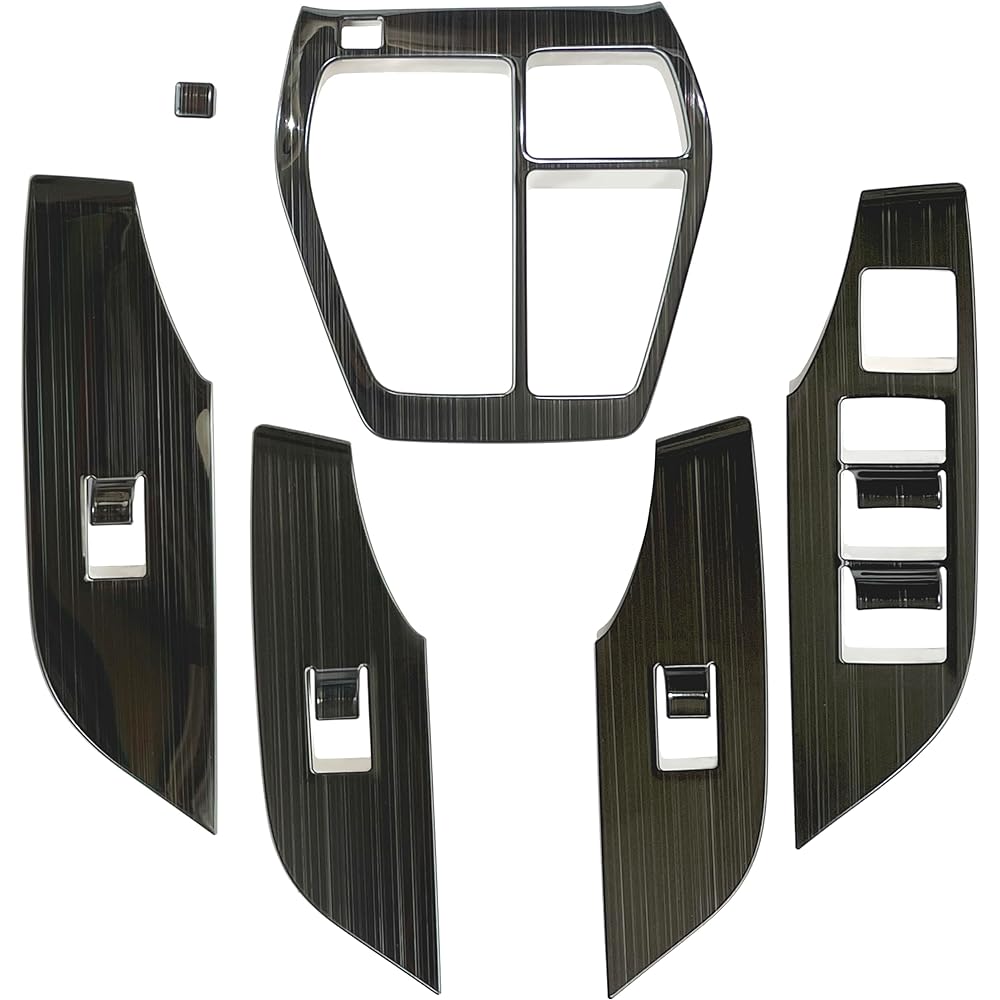 Flatland RAV4 50 Series Accessories Interior Custom Parts Shift Panel Power Window Switch Cover Set (Stainless Steel Black Hairline)